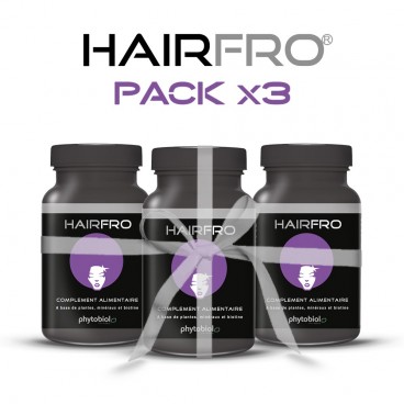 HairFro - Pakkaus 3 Pulloa 100 Kapselia - Hiusten Kasvua Hoito Mustat Hiukset