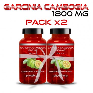 Garcinia Cambogia 1800 MG - Lotto di 2 Flaconi - Perdita peso - 60 Capsule - Phytobiol